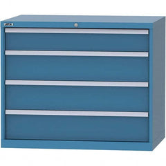 LISTA - 4 Drawer, 99 Compartment Bright Blue Steel Modular Storage Cabinet - Exact Tool & Supply