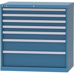 LISTA - 7 Drawer, 84 Compartment Bright Blue Steel Modular Storage Cabinet - Exact Tool & Supply