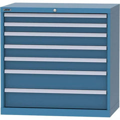 LISTA - 7 Drawer, 84 Compartment Bright Blue Steel Modular Storage Cabinet - Exact Tool & Supply