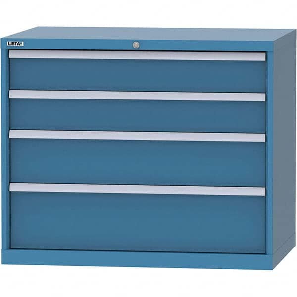 LISTA - 4 Drawer, 84 Compartment Bright Blue Steel Modular Storage Cabinet - Exact Tool & Supply