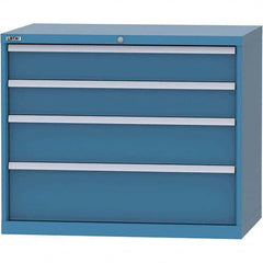 LISTA - 4 Drawer, 84 Compartment Bright Blue Steel Modular Storage Cabinet - Exact Tool & Supply