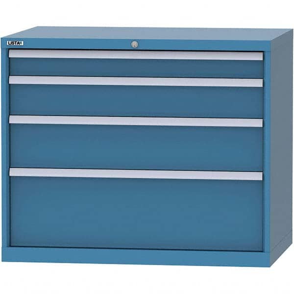 LISTA - 4 Drawer, 84 Compartment Bright Blue Steel Modular Storage Cabinet - Exact Tool & Supply