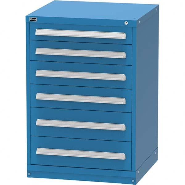 Vidmar - 6 Drawer Bright Blue Steel Modular Storage Cabinet - Exact Tool & Supply