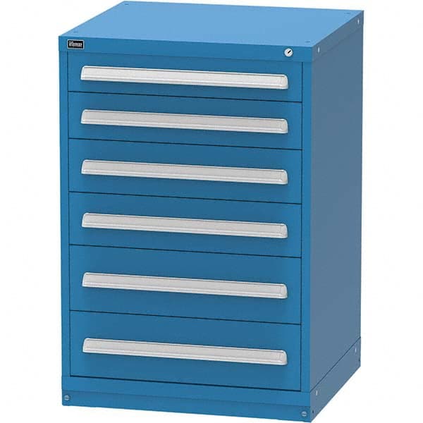Vidmar - 6 Drawer, 344 Compartment Bright Blue Steel Modular Storage Cabinet - Exact Tool & Supply