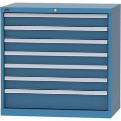 LISTA - 7 Drawer, 84 Compartment Bright Blue Steel Modular Storage Cabinet - Exact Tool & Supply