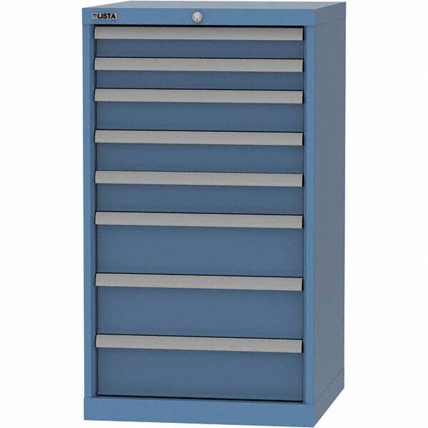LISTA - 8 Drawer, 84 Compartment Bright Blue Steel Modular Storage Cabinet - Exact Tool & Supply
