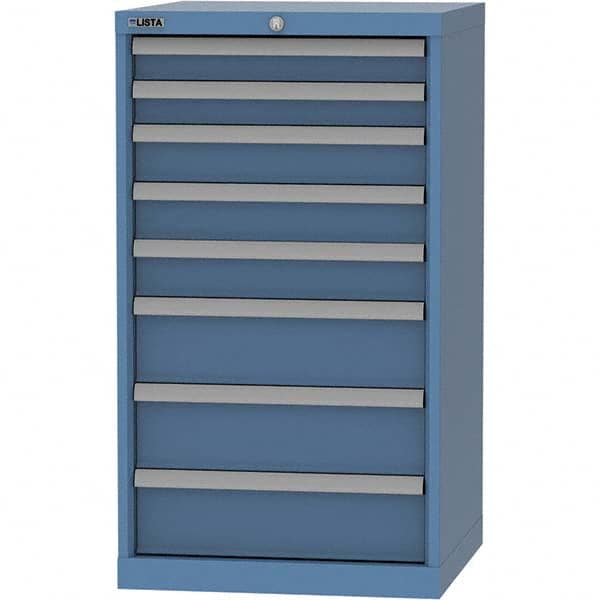LISTA - 8 Drawer, 84 Compartment Bright Blue Steel Modular Storage Cabinet - Exact Tool & Supply