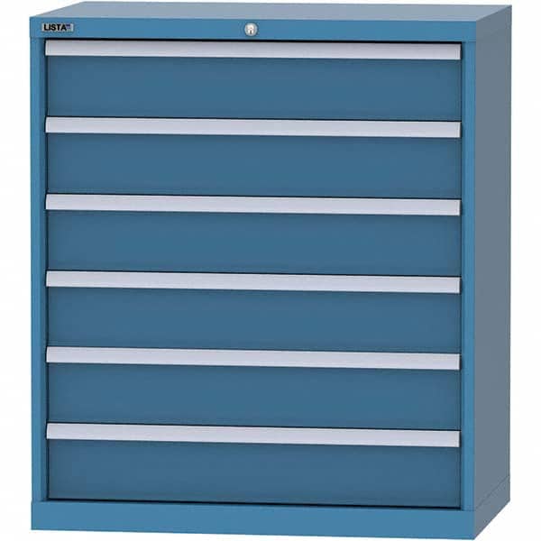 LISTA - 6 Drawer, 84 Compartment Bright Blue Steel Modular Storage Cabinet - Exact Tool & Supply