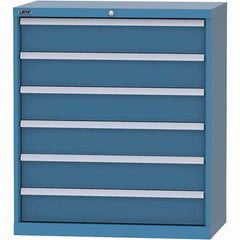 LISTA - 6 Drawer, 84 Compartment Bright Blue Steel Modular Storage Cabinet - Exact Tool & Supply