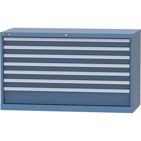 LISTA - 7 Drawer, 99 Compartment Bright Blue Steel Modular Storage Cabinet - Exact Tool & Supply