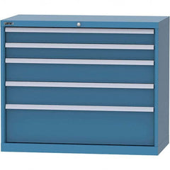 LISTA - 5 Drawer, 84 Compartment Bright Blue Steel Modular Storage Cabinet - Exact Tool & Supply