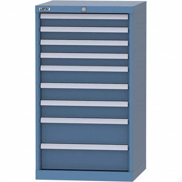 LISTA - 9 Drawer, 84 Compartment Bright Blue Steel Modular Storage Cabinet - Exact Tool & Supply