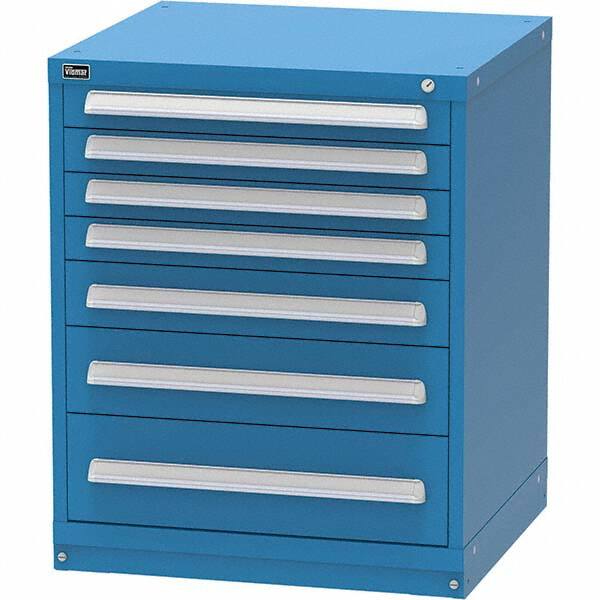 Vidmar - 7 Drawer, 344 Compartment Bright Blue Steel Modular Storage Cabinet - Exact Tool & Supply