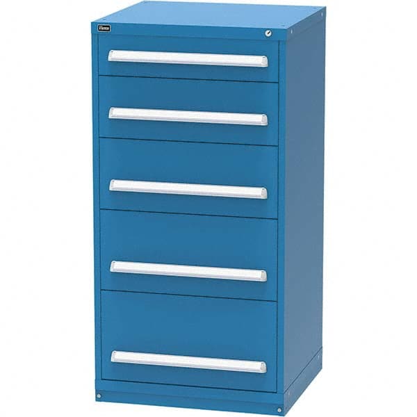 Vidmar - 5 Drawer, 124 Compartment Bright Blue Steel Modular Storage Cabinet - Exact Tool & Supply