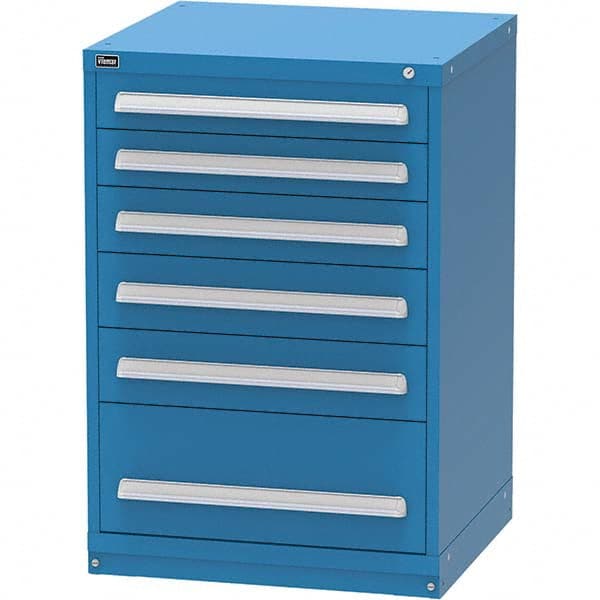 Vidmar - 6 Drawer, 60 Compartment Bright Blue Steel Modular Storage Cabinet - Exact Tool & Supply