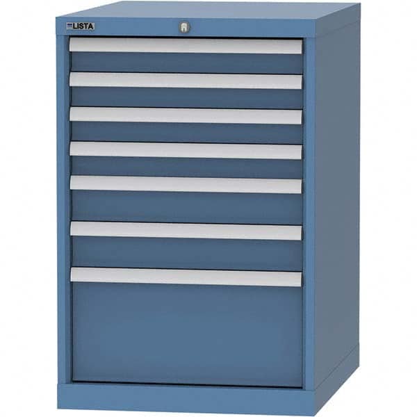 LISTA - 7 Drawer, 99 Compartment Bright Blue Steel Modular Storage Cabinet - Exact Tool & Supply