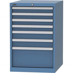 LISTA - 7 Drawer, 99 Compartment Bright Blue Steel Modular Storage Cabinet - Exact Tool & Supply