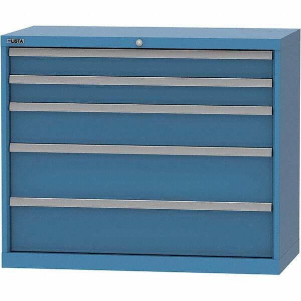 LISTA - 5 Drawer, 84 Compartment Bright Blue Steel Modular Storage Cabinet - Exact Tool & Supply