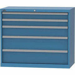 LISTA - 5 Drawer, 84 Compartment Bright Blue Steel Modular Storage Cabinet - Exact Tool & Supply