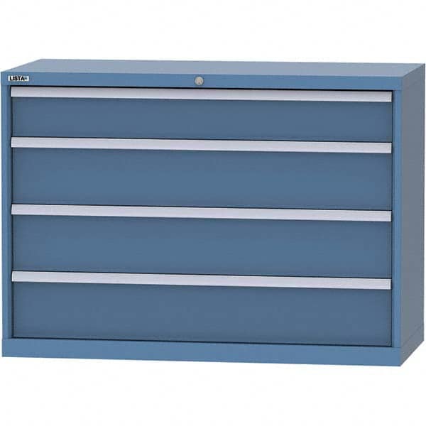 LISTA - 4 Drawer, 99 Compartment Bright Blue Steel Modular Storage Cabinet - Exact Tool & Supply