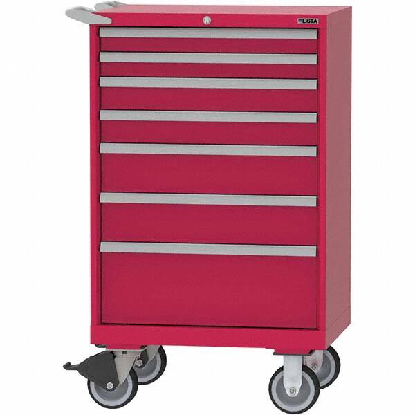 LISTA - 7 Drawer, 124 Compartment Bright Blue Steel Modular Storage Cabinet - Exact Tool & Supply
