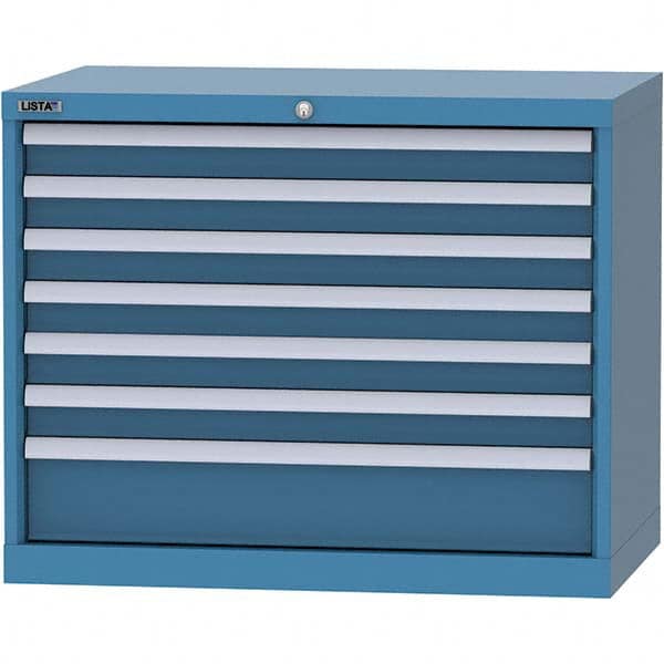 LISTA - 7 Drawer, 84 Compartment Bright Blue Steel Modular Storage Cabinet - Exact Tool & Supply