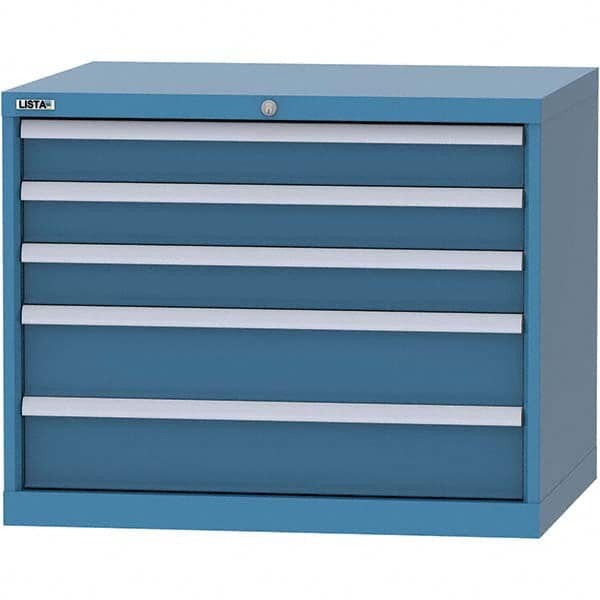 LISTA - 5 Drawer, 84 Compartment Bright Blue Steel Modular Storage Cabinet - Exact Tool & Supply