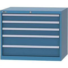 LISTA - 5 Drawer, 84 Compartment Bright Blue Steel Modular Storage Cabinet - Exact Tool & Supply
