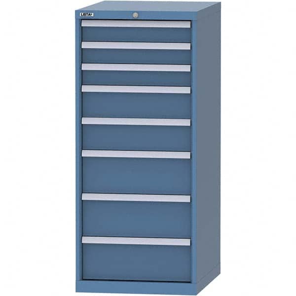 LISTA - 8 Drawer, 99 Compartment Bright Blue Steel Modular Storage Cabinet - Exact Tool & Supply