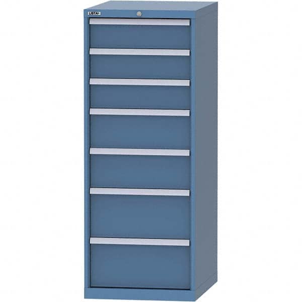 LISTA - 7 Drawer, 99 Compartment Bright Blue Steel Modular Storage Cabinet - Exact Tool & Supply