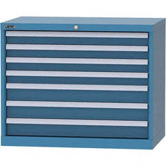 LISTA - 7 Drawer, 84 Compartment Bright Blue Steel Modular Storage Cabinet - Exact Tool & Supply