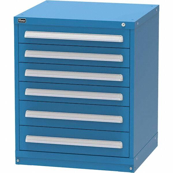 Vidmar - 6 Drawer, 344 Compartment Bright Blue Steel Modular Storage Cabinet - Exact Tool & Supply