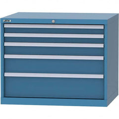 LISTA - 5 Drawer, 84 Compartment Bright Blue Steel Modular Storage Cabinet - Exact Tool & Supply
