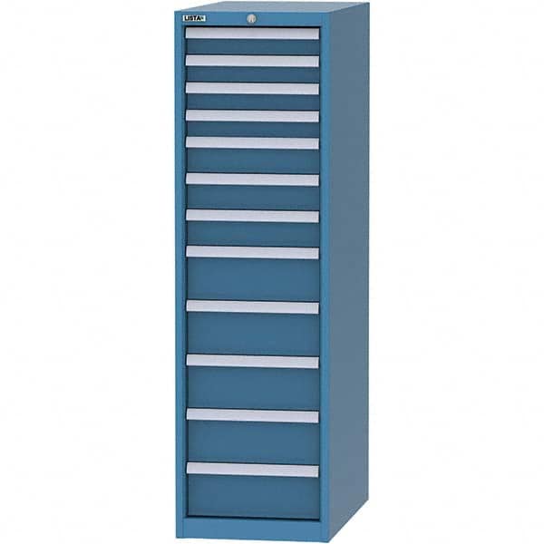 LISTA - 12 Drawer, 45 Compartment Bright Blue Steel Modular Storage Cabinet - Exact Tool & Supply