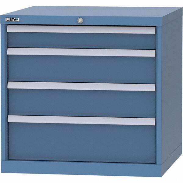 LISTA - 4 Drawer, 45 Compartment Bright Blue Steel Modular Storage Cabinet - Exact Tool & Supply