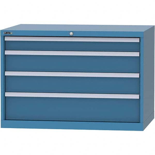 LISTA - 4 Drawer, 84 Compartment Bright Blue Steel Modular Storage Cabinet - Exact Tool & Supply
