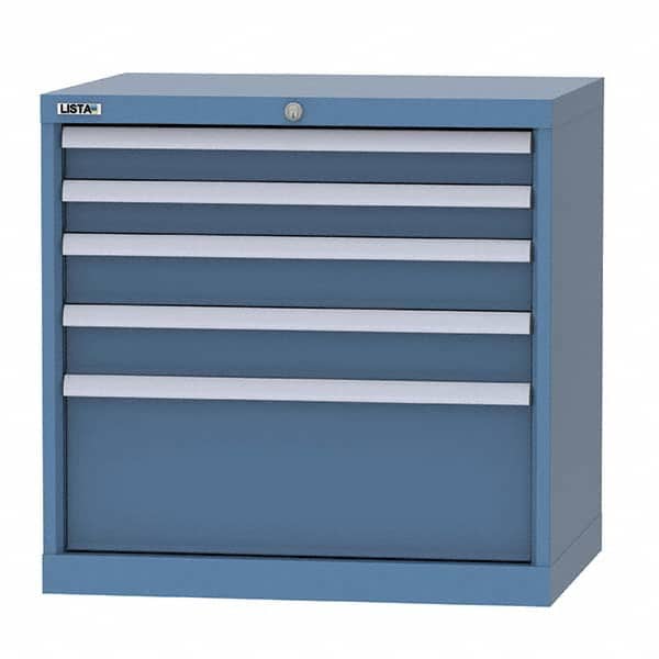 LISTA - 5 Drawer, 124 Compartment Bright Blue Steel Modular Storage Cabinet - Exact Tool & Supply