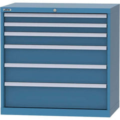 LISTA - 6 Drawer, 84 Compartment Bright Blue Steel Modular Storage Cabinet - Exact Tool & Supply