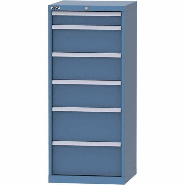 LISTA - 6 Drawer, 84 Compartment Bright Blue Steel Modular Storage Cabinet - Exact Tool & Supply