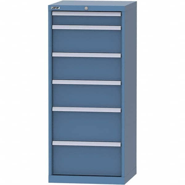 LISTA - 6 Drawer, 84 Compartment Bright Blue Steel Modular Storage Cabinet - Exact Tool & Supply