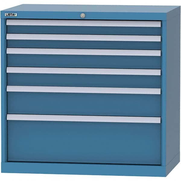 LISTA - 6 Drawer, 84 Compartment Bright Blue Steel Modular Storage Cabinet - Exact Tool & Supply