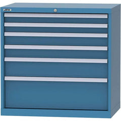 LISTA - 6 Drawer, 84 Compartment Bright Blue Steel Modular Storage Cabinet - Exact Tool & Supply