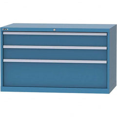 LISTA - 3 Drawer, 99 Compartment Bright Blue Steel Modular Storage Cabinet - Exact Tool & Supply