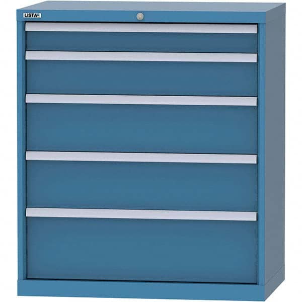 LISTA - 5 Drawer, 84 Compartment Bright Blue Steel Modular Storage Cabinet - Exact Tool & Supply