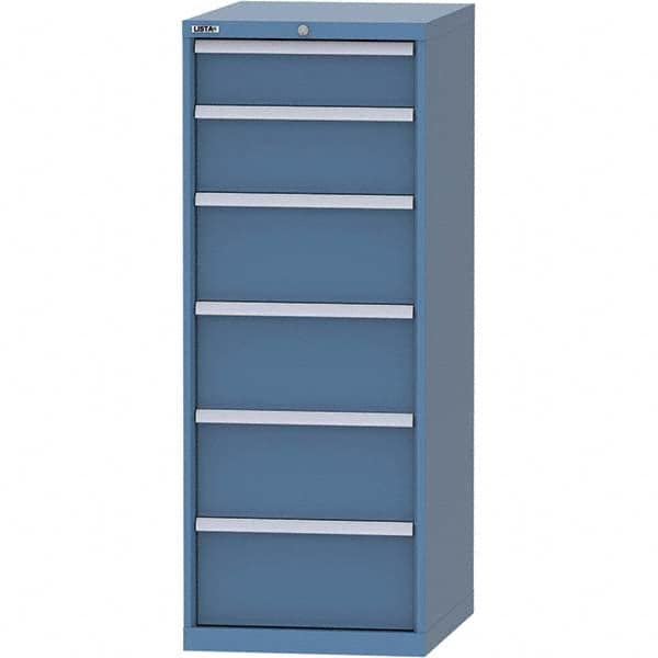 LISTA - 6 Drawer, 99 Compartment Bright Blue Steel Modular Storage Cabinet - Exact Tool & Supply