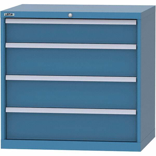 LISTA - 4 Drawer, 84 Compartment Bright Blue Steel Modular Storage Cabinet - Exact Tool & Supply