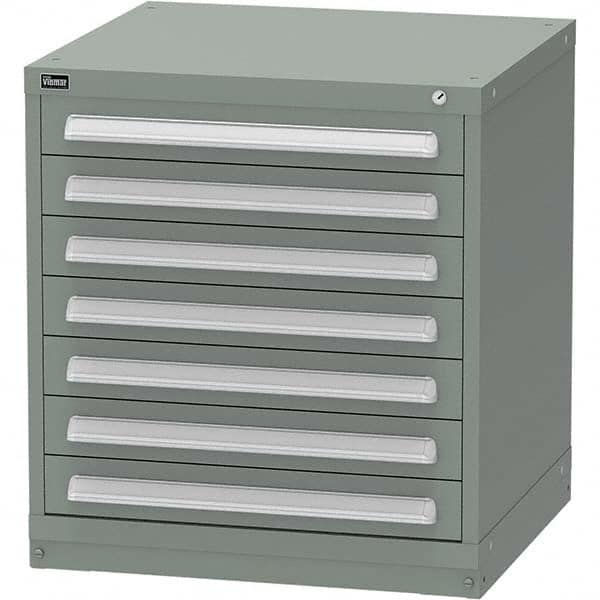 Vidmar - 7 Drawer, 124 Compartment Vidmar Green Steel Modular Storage Cabinet - Exact Tool & Supply