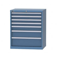 LISTA - 7 Drawer, 124 Compartment Bright Blue Steel Modular Storage Cabinet - Exact Tool & Supply