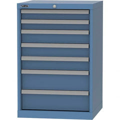 LISTA - 7 Drawer, 84 Compartment Bright Blue Steel Modular Storage Cabinet - Exact Tool & Supply