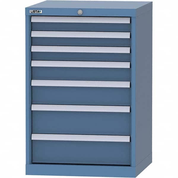 LISTA - 7 Drawer, 84 Compartment Bright Blue Steel Modular Storage Cabinet - Exact Tool & Supply